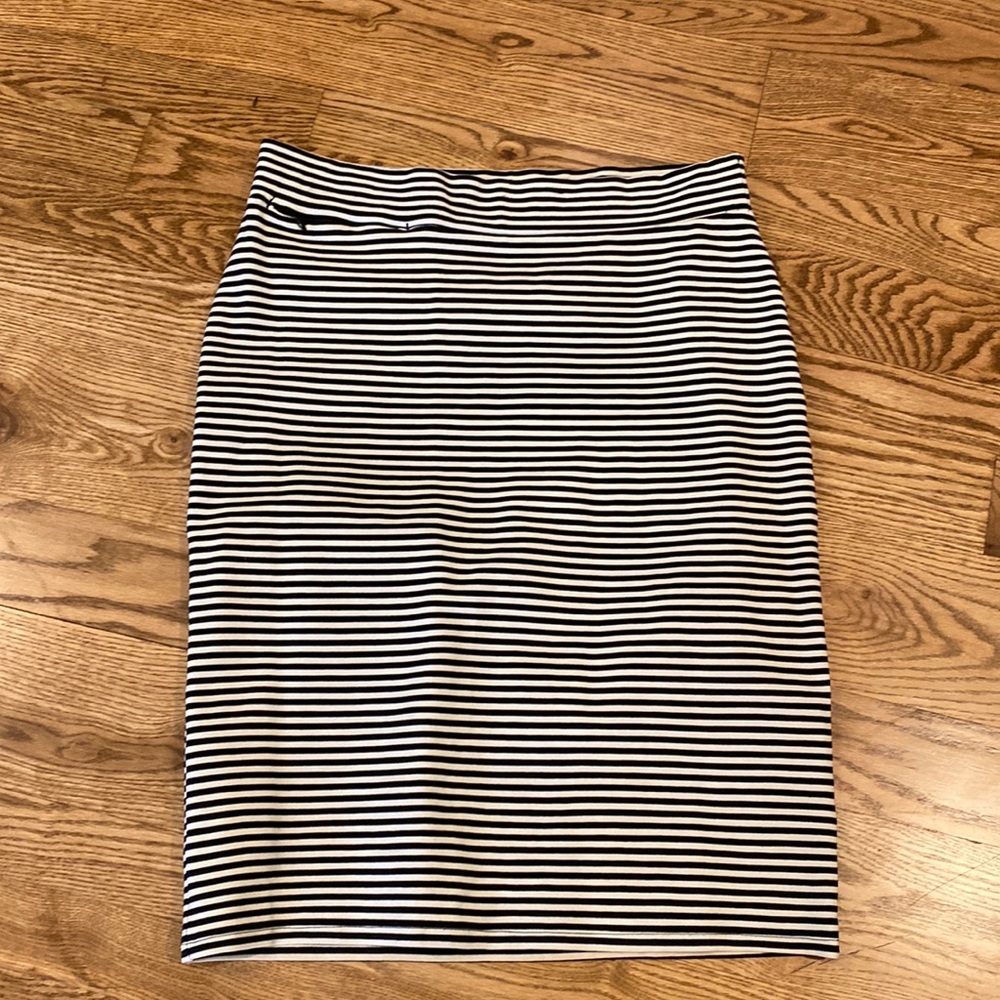 Toad&Co Black and White Striped Pencil Skirt